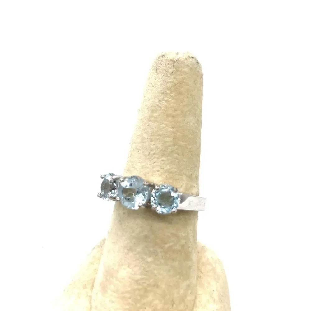 Silver Plated Ring Lab Created Faux Blue Sapphire